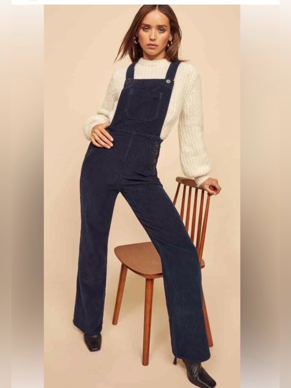 Reformation Jeans navy corduroy Baldwin organic cotton overalls women’s 0 Xs
